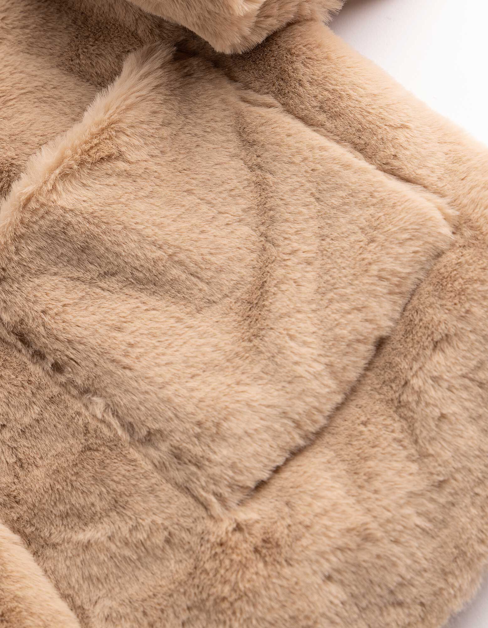 Jacke - Pl&uuml;sch - Beige