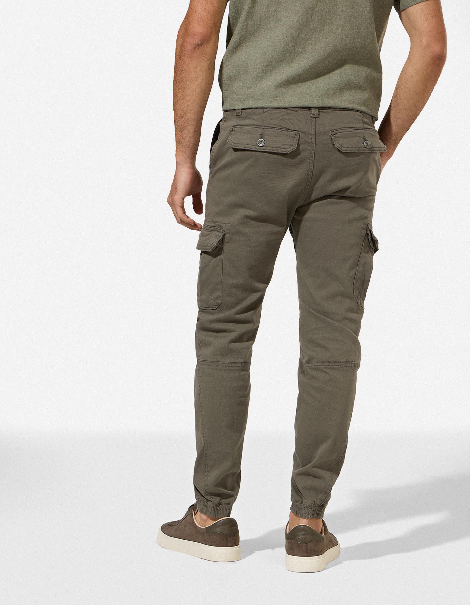 Cargohose - Knopf- und Rei&szlig;verschluss - dunkelgr&uuml;n