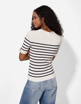 Pullover - Streifen - wei&szlig;