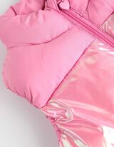 Dygsniuota liemenė - Stati apykaklė - ryskiai rozinis