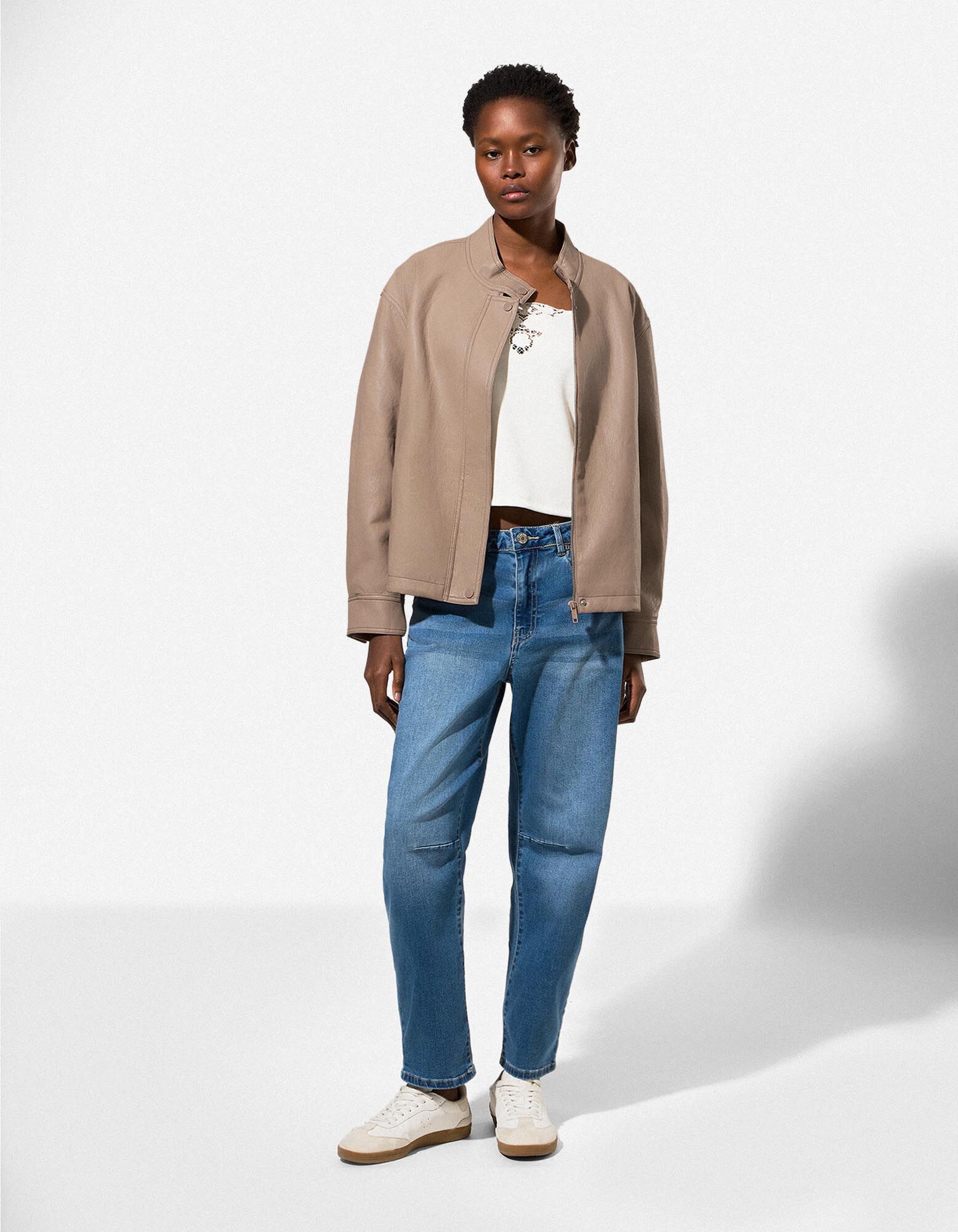 Blouson - Imitatieleer - Beige