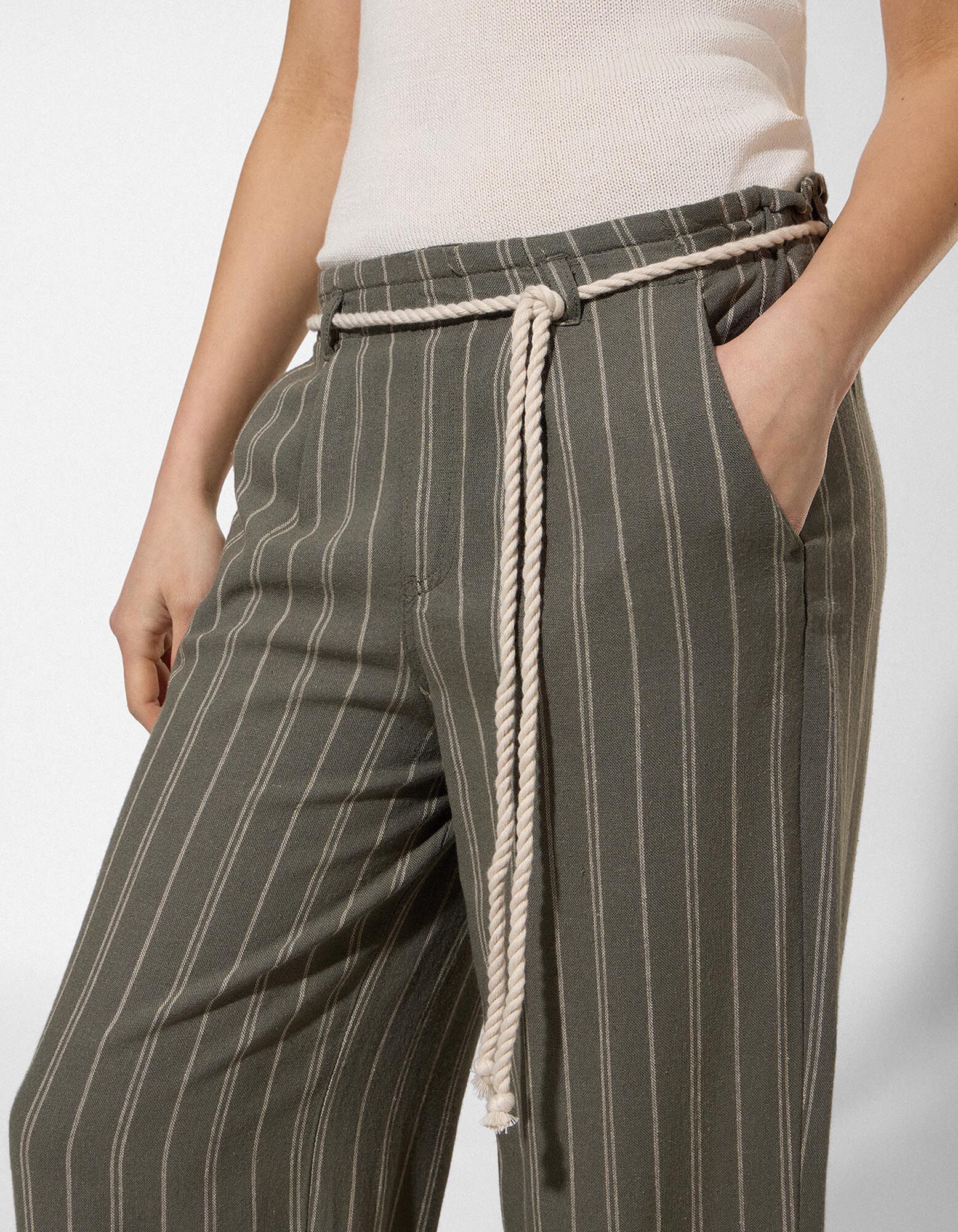 Culotte - Leinen-Optik - Gr&uuml;n