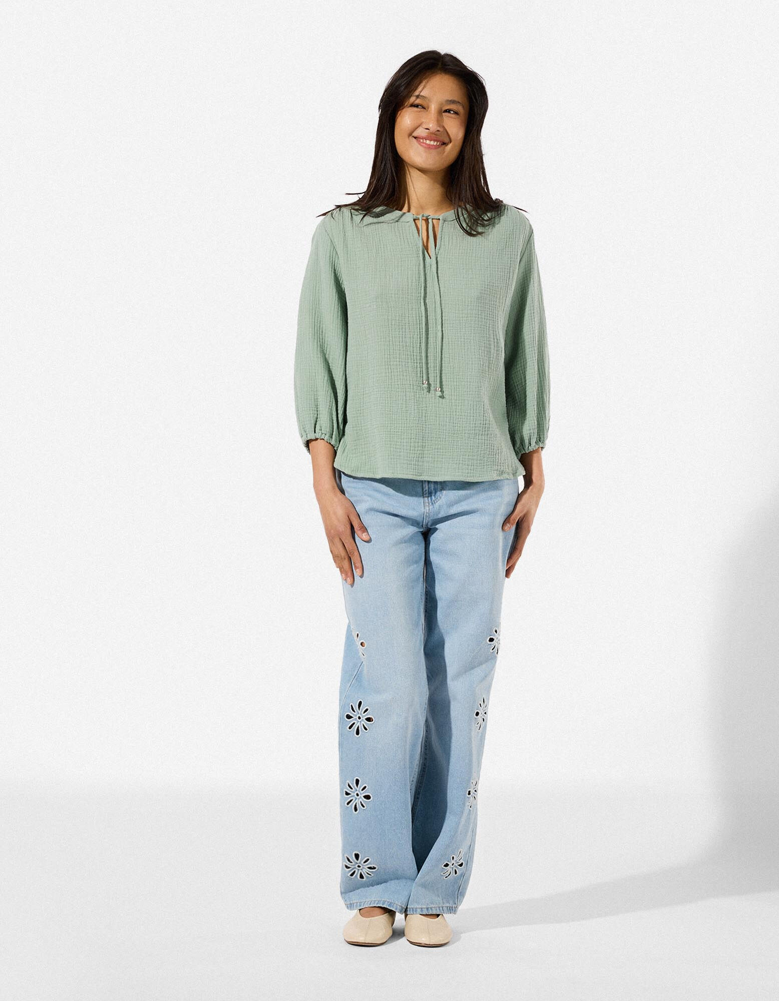 Bluse - Musselin - Petrol
