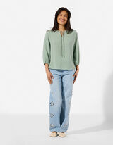Bluse - Musselin - Petrol