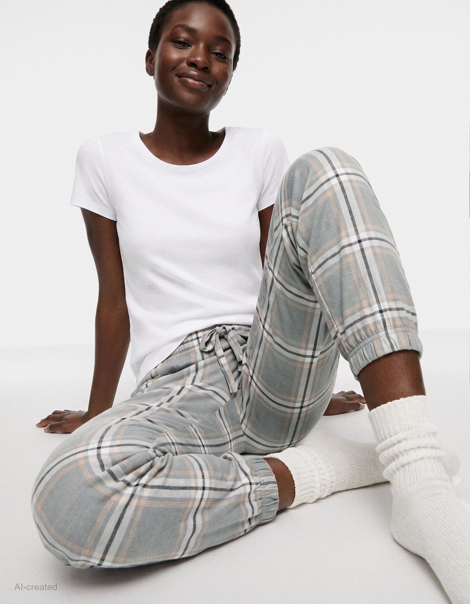 Pyjamahose - Allover-Muster - Grau