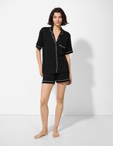 Pyžamový set tričko a kraťase - Viskóza - cierna