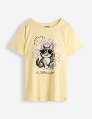 T-Shirt - Frontprint - hellgelb