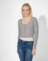 Langarmshirt - Double-Layer-Look - grau