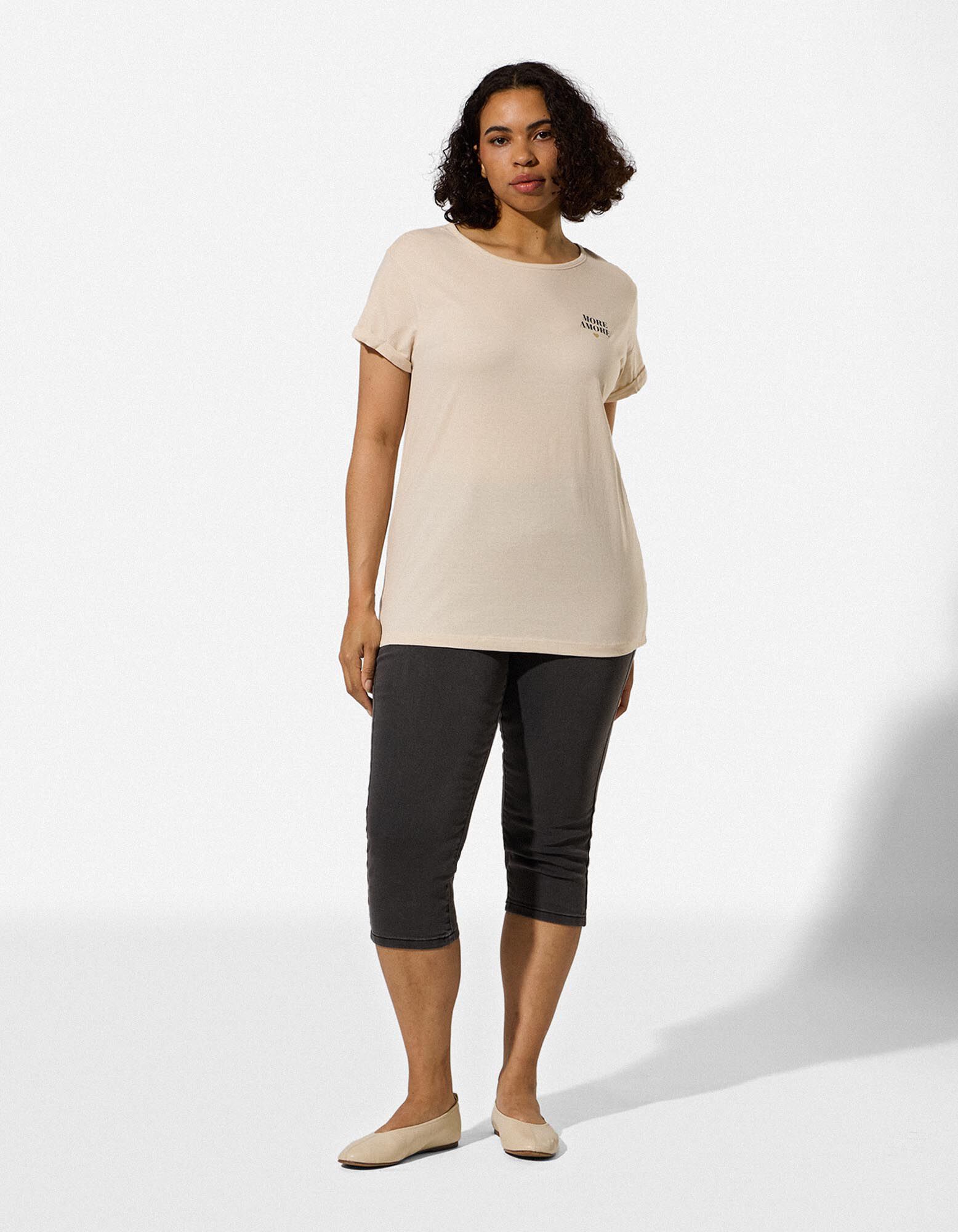 Shirt - Frontprint - Beige