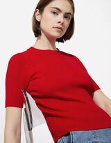 Gebreid overhemd - Geribde structuur - donkerrood