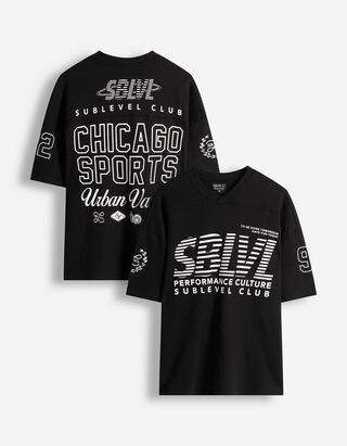 T-shirt - V-hals - zwart