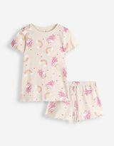 Pyjama set van shirt en shorts - Motief all-over - wit