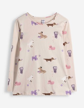 Longshirt - Allover-Print - Beige