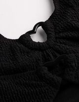 Set aus Bikinitop und Bikinislip - Rippenstruktur - schwarz