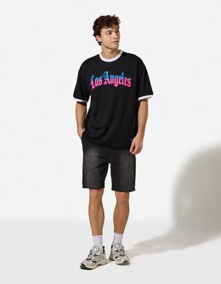 Jeansshorts - Jogger Fit - Grau