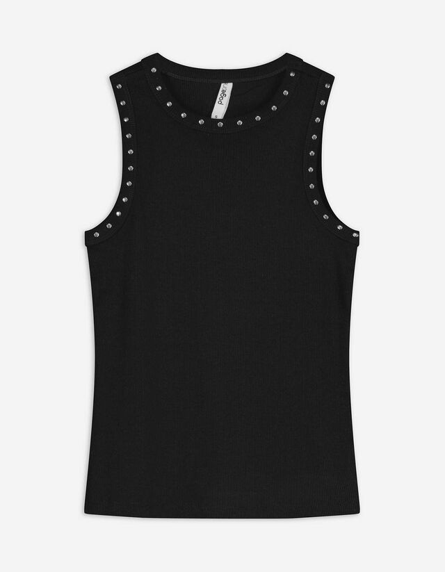 Top - Met studs - zwart