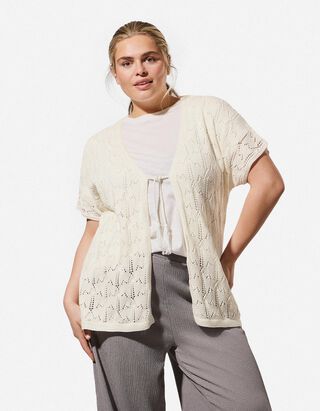 Cardigan - Baumwoll-Mix - wei&szlig;