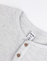 Maglia a manica lunga - Scollo Henley - grigio chiaro