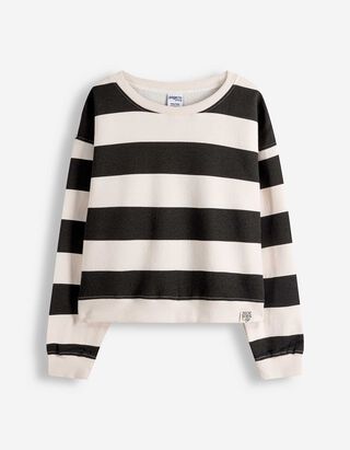 Sweatshirt - Streifen - wei&szlig;