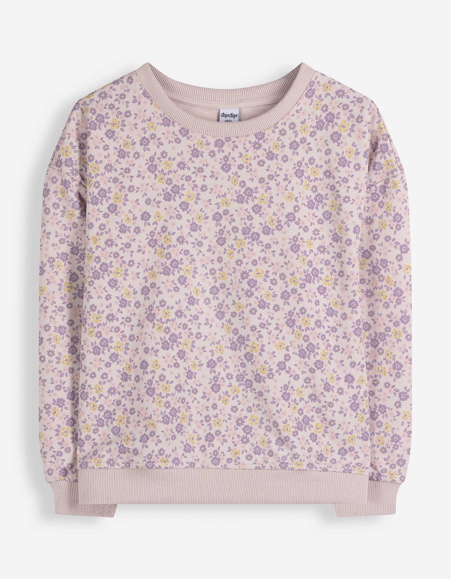 Sweatshirt - Florales Muster - Flieder