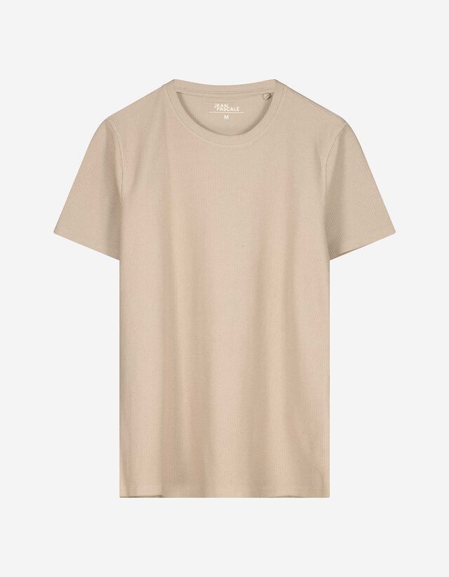 T-Shirt - Rundhals-Ausschnitt - beige