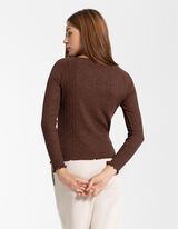 Majica dugih rukava - Me&scaron;avina viskoze - braon