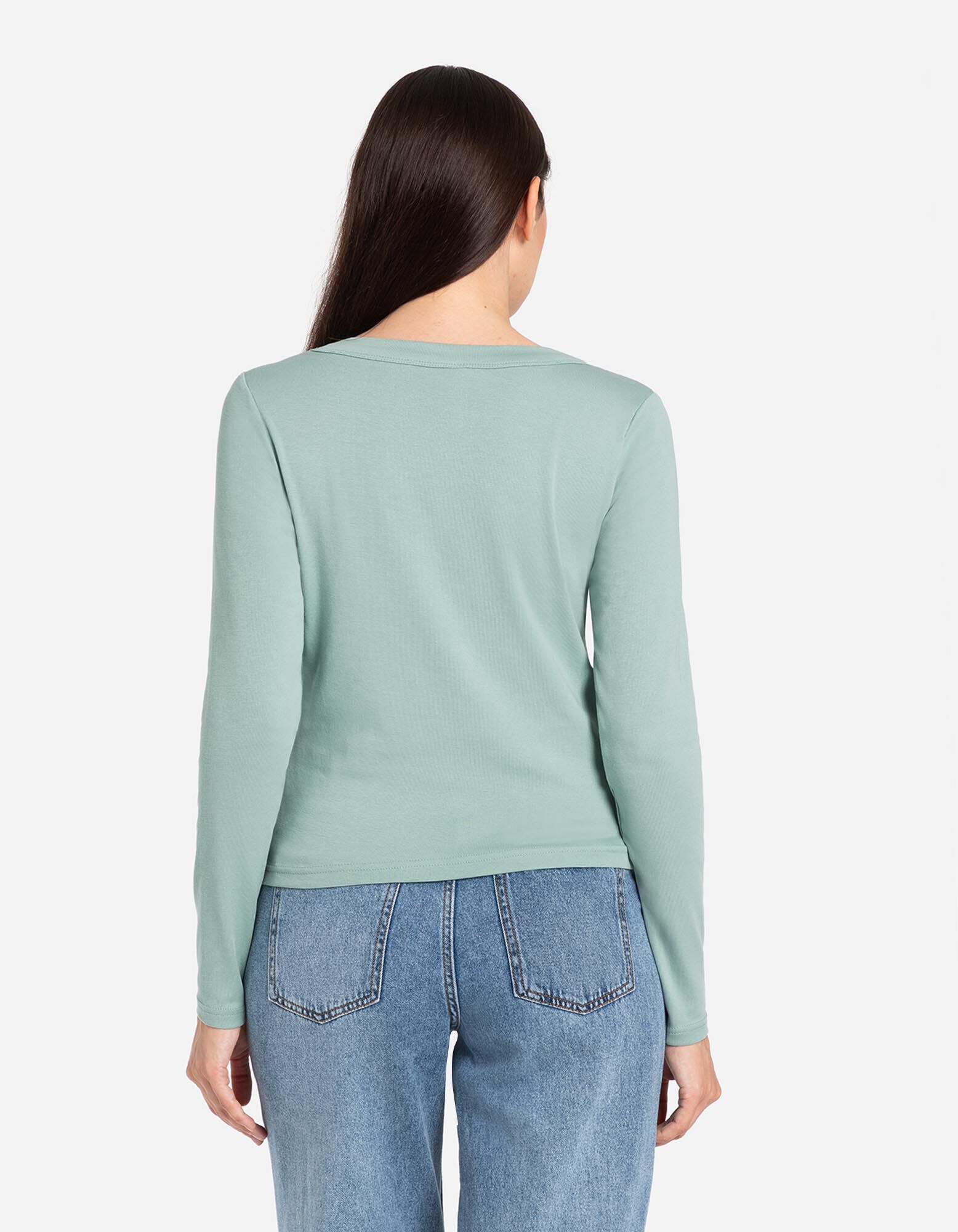 Langarmshirt - Baumwoll-Mix - grün - Takko Fashion