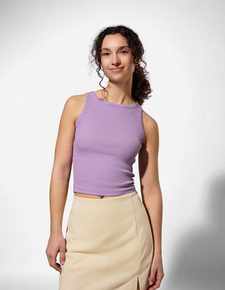 Cropped Top - Gerippt - Pink