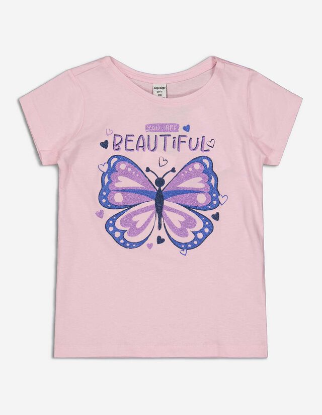 Tricou - Imprimeu sclipici - Roz