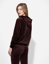 Hoodie - Samt - dunkelbraun