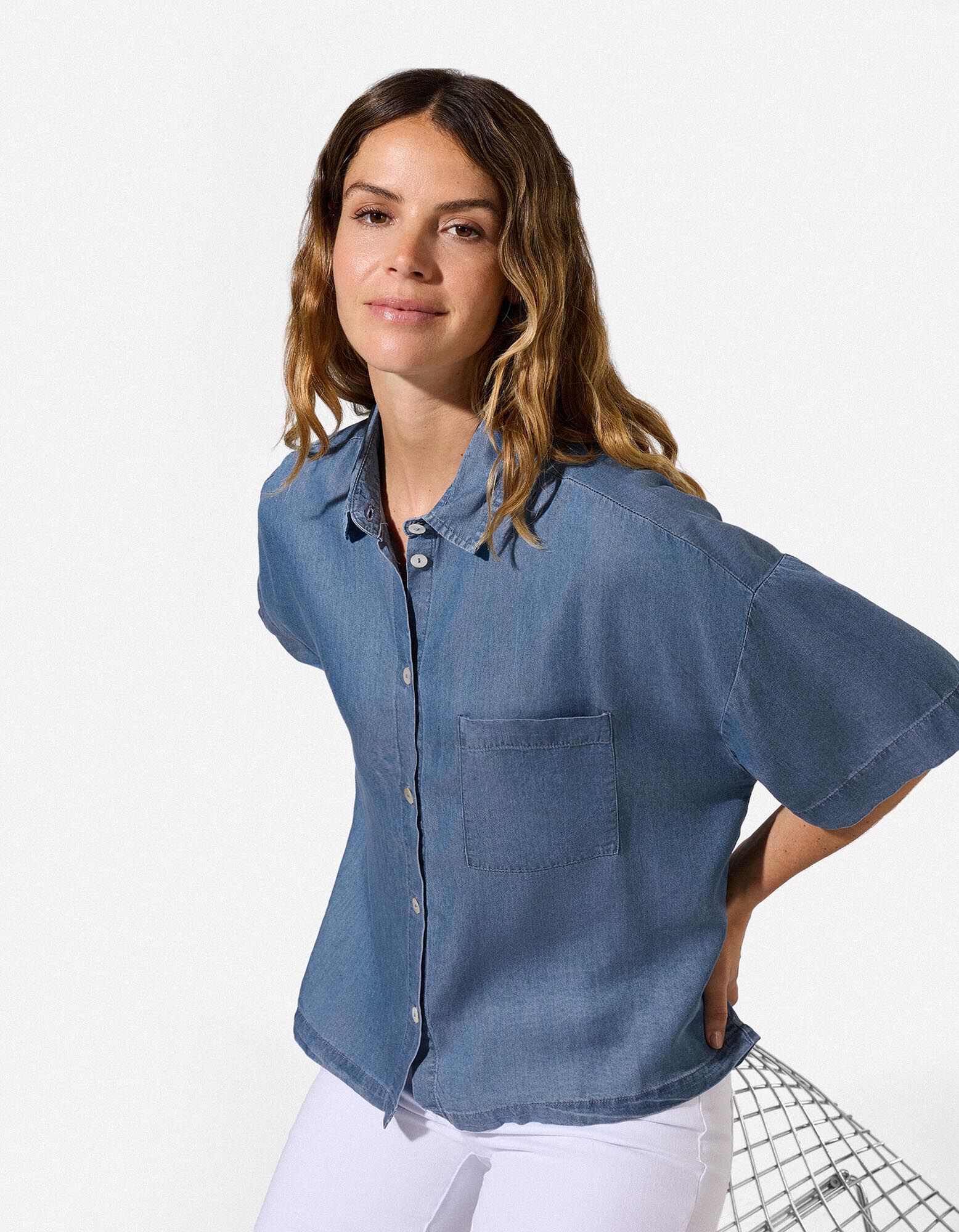 Bluse - dark blue denim - blau