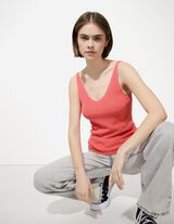 Stricktop - V-Ausschnitt - hellrot