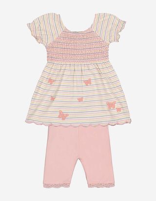 Set van jurk en legging - Met kant - roze