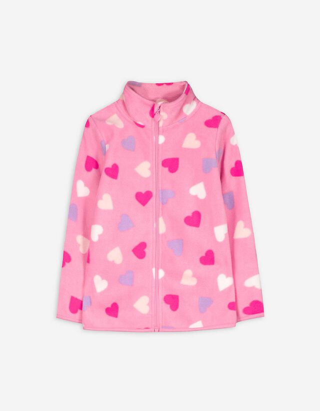 Pulover din fleece - Imprimeu allover - Roz
