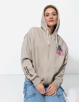 Felpa aperta - Stampa sul retro - beige