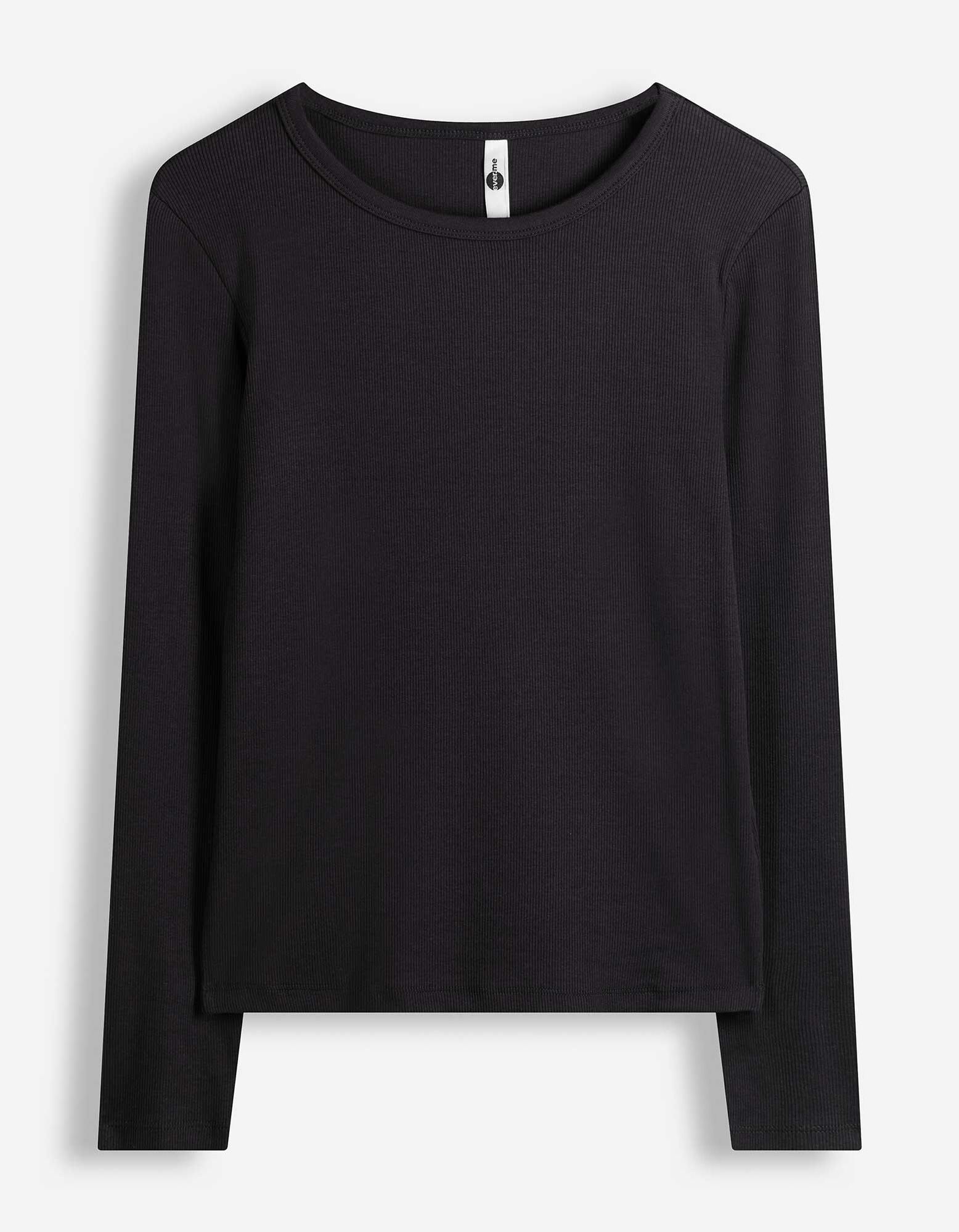 Langarmshirt - Baumwolle - Schwarz