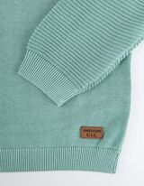 Pulóver - Feliratos címkével - türkiz