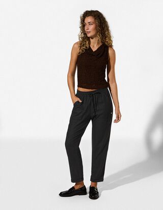 Hose - Leinen-Mix - Schwarz