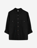 Hemdjacke - Aufgesetze Taschen - schwarz