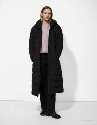 Palton matlasat - Material respirabil - Negru