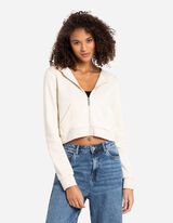 Trumpas džemperis - Gobtuvas su įvertu raišteliu - smelio spalvos