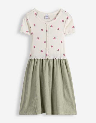 Kleid - Allover-Print - wei&szlig;