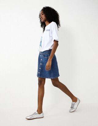 Dž&iacute;nov&aacute; sukně - středně modr&yacute; denim - Modra