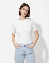 Camicia in maglia - A costine - bianco