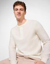 Langarmshirt - Rippenstruktur - weiß