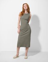 Midi haljina - Bočni prorez - zelena