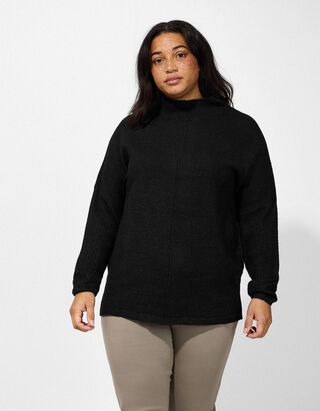 Pull-over long - Fente lat&eacute;rale - noir