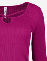 Damen Langarmshirt - Schl&uuml;sselloch-Ausschnitt