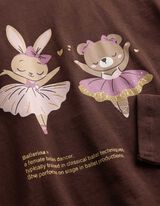 T-shirt &agrave; manches longues - Imprim&eacute; - Brun