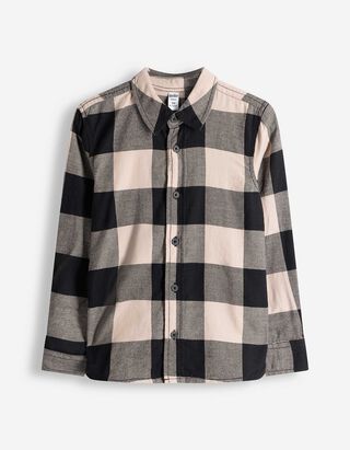 Chemise - Motif &agrave; carreaux - Noir